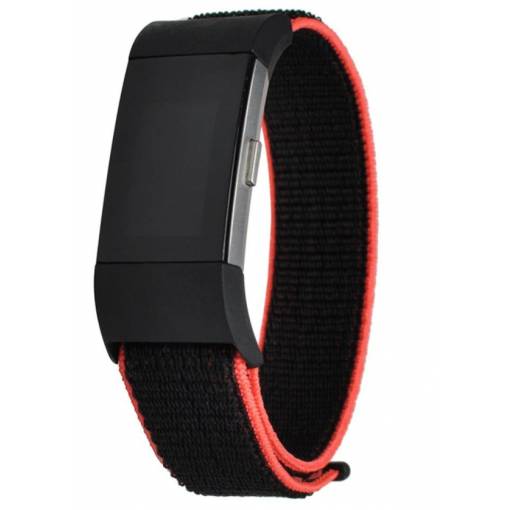 Foto - eses Nylon pánt Fitbit Charge 2 készülékhez - Fekete és piros