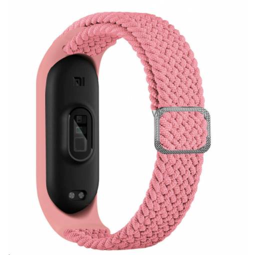 Foto - eses Tkaný elastický řemínek pro Xiaomi Mi Band 3, 4, 5 a 6 - Růžový