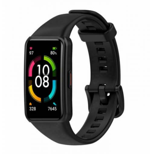 Foto - eses Szilikon szíj Huawei és Honor Band 6 készülékhez - L méret, fekete