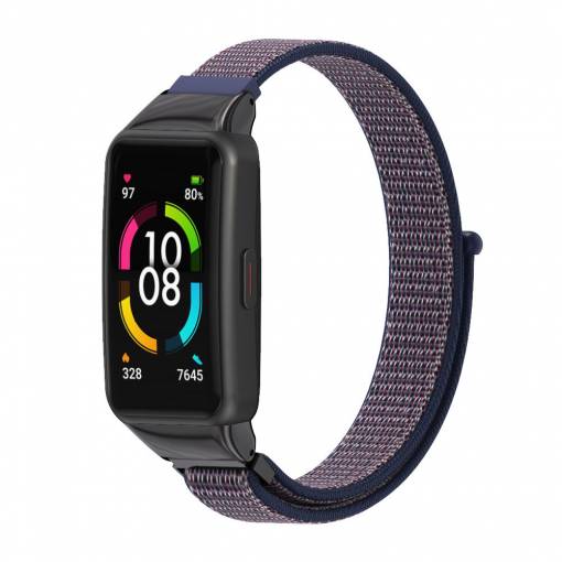 Foto - eses Nylon pánt Huawei és Honor Band 6 készülékhez - Kék Ezüst