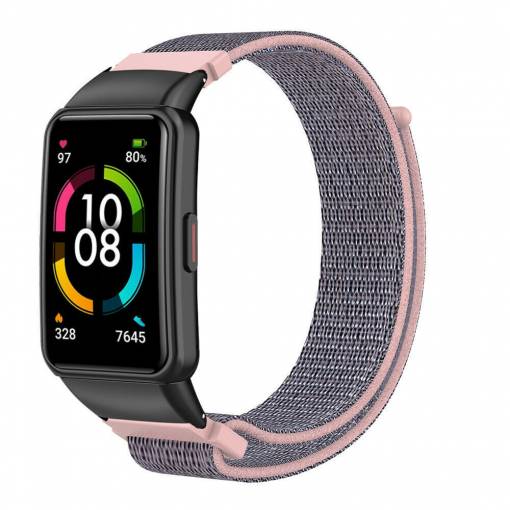 Foto - eses Nylon pánt Huawei és Honor Band 6 készülékhez - Rózsaszín