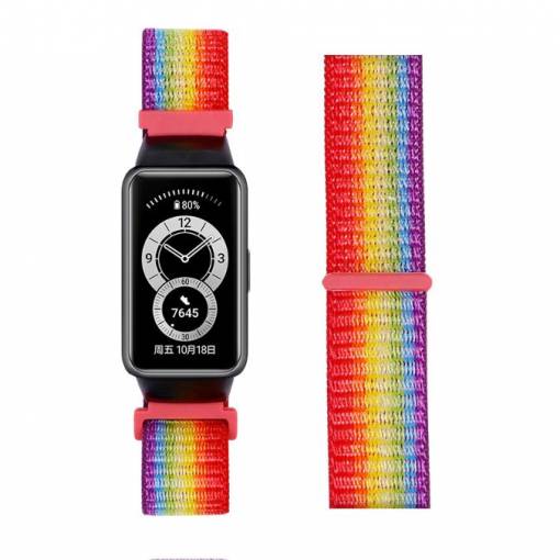 Foto - eses Nylon pánt Huawei és Honor Band 6 készülékhez - Szivárvány