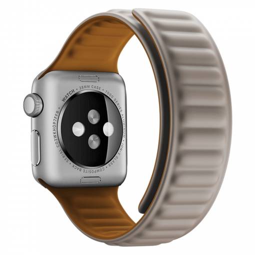 Foto - eses Szilikon mágneses szíj Apple Watchhoz - Bézs 38mm, 40mm, 41mm