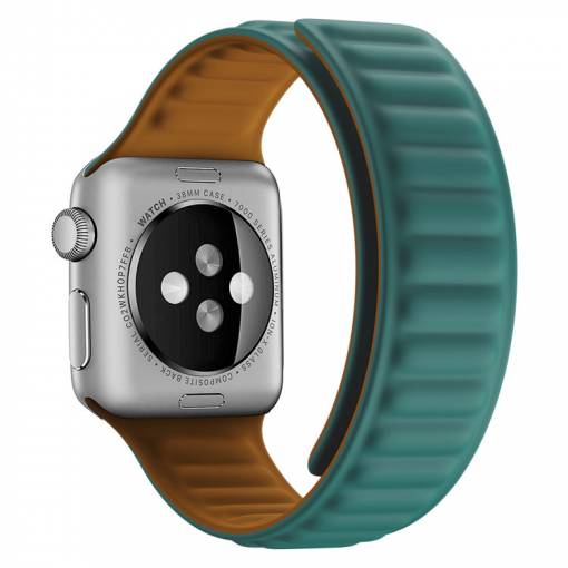 Foto - eses Szilikon mágneses szíj az Apple Watch-hoz - Zöld 42mm, 44mm, 45mm, 49mm