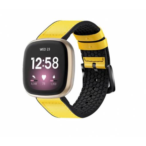 Foto - eses Sport bőr szíj Fitbit Versa 3 és 4-hez, Sense 1 és 2 - Sárga