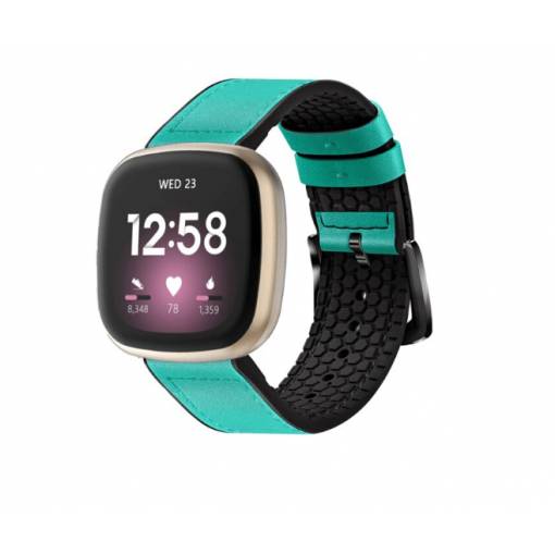 Foto - eses Sport bőr szíj Fitbit Versa 3 és 4, Sense 1 és 2 - Türkiz