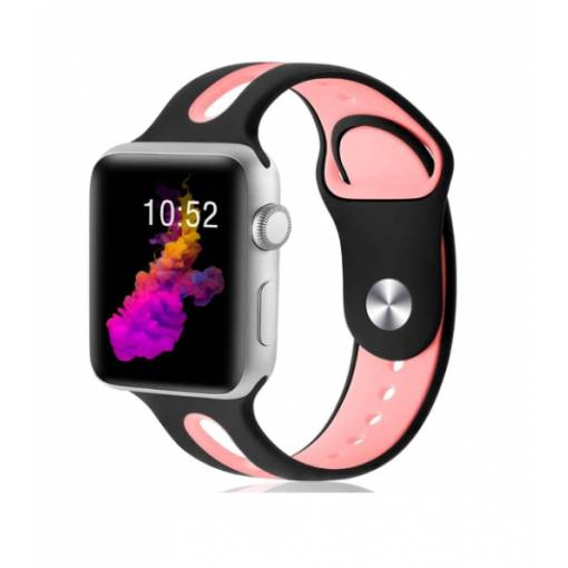 Foto - eses Kéttónusú Apple Watch szíj – Fekete rózsaszín 42mm, 44mm, 45mm, 49mm