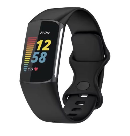 eses Szilikon szíj Fitbit Charge 5 és 6 - L-es méret, fekete